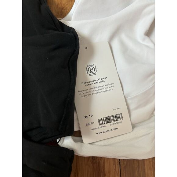 Athleta LOT OF 2 XS‎ Conscious Cut Out Crop Tops NEW WITH TAGS $138 Black White - Picture 8 of 8